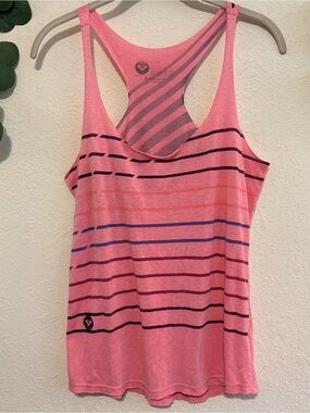 Y2K Roxy Preppy Pink Striped Racerback Tank Top💕